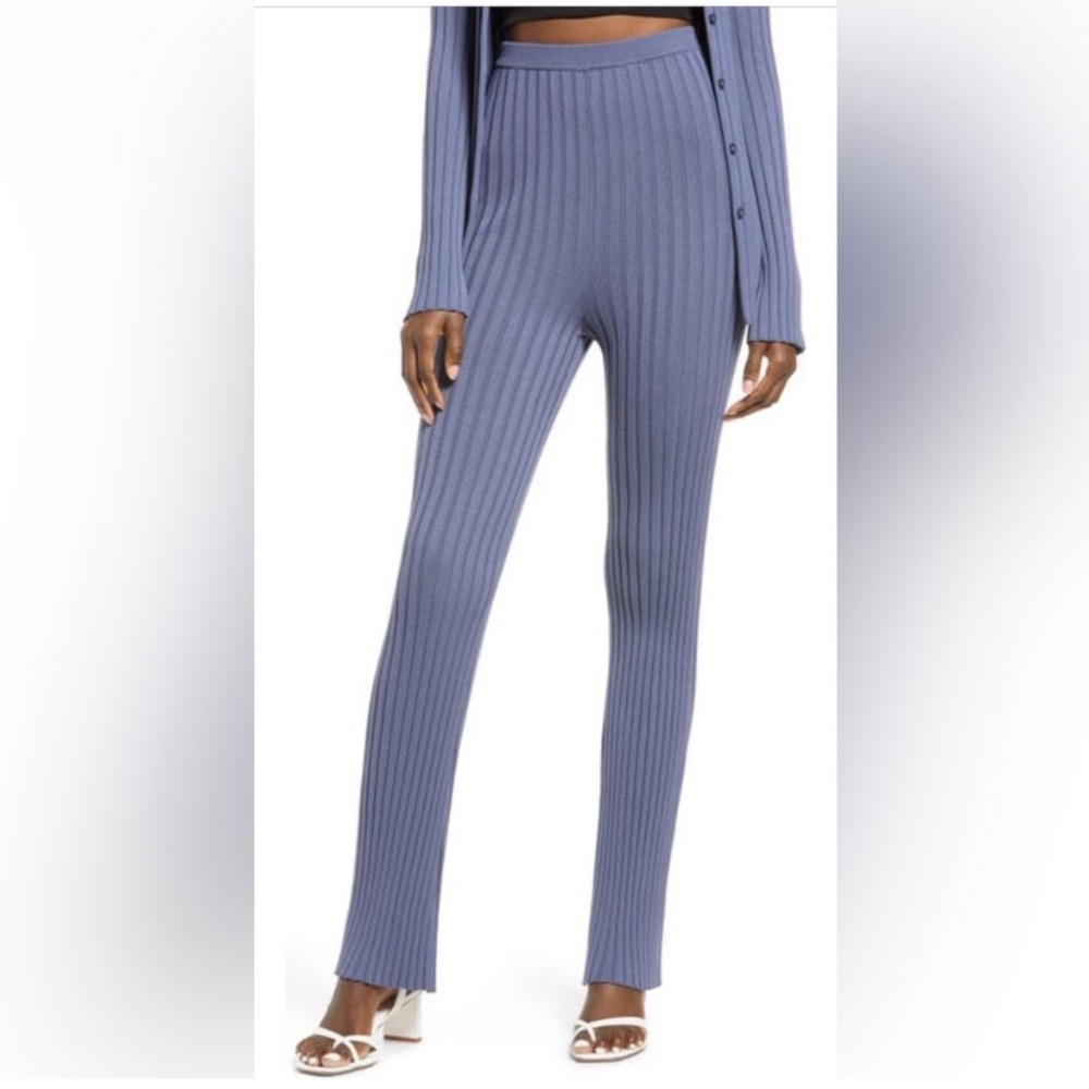 đź§µOpen Edit Ribbed Set in Blue Shadow cardigan and pants M - Picture 2 of 8